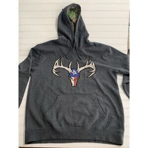 Buck Wear Hoodie Sweatshirt American Flag Deer Skull Real Tree Camo XL
